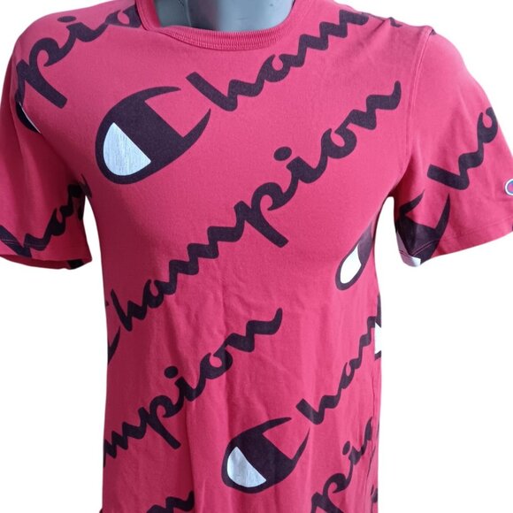 Small T-Shirt Champion Heritage Athletic Apparel AOP Red Logo T-Shirt S - Picture 1 of 5